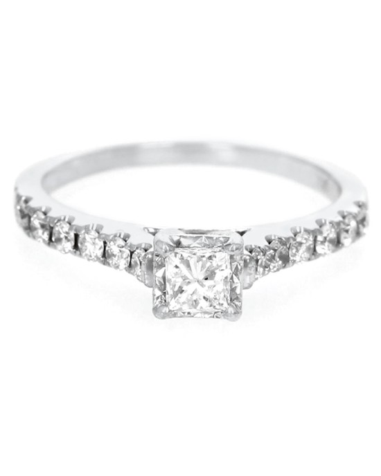 Princess Diamond Solitaire Round Diamond Engagement Ring